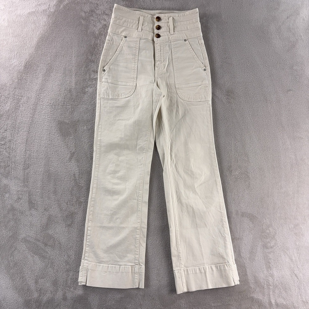 Veronica Beard Marley Convertible Leg Pants Womens Size 24x28 Beige High Rise